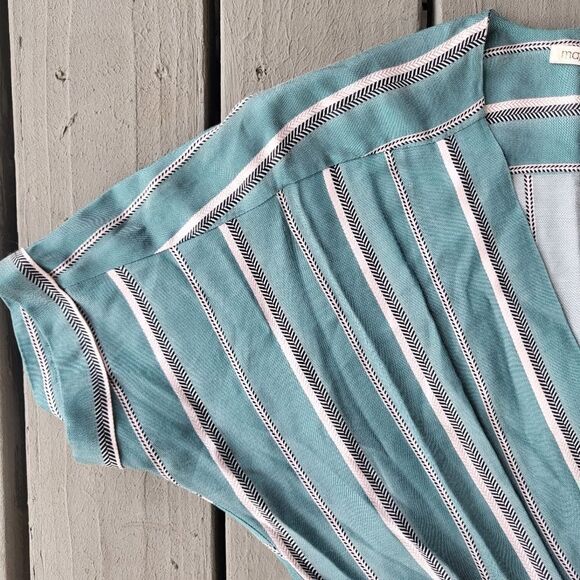 Maje Striped Pandora Surplice Neck Short Sleeve Wrap‎ Jumpsuit Striped Pattern S - Picture 8 of 9